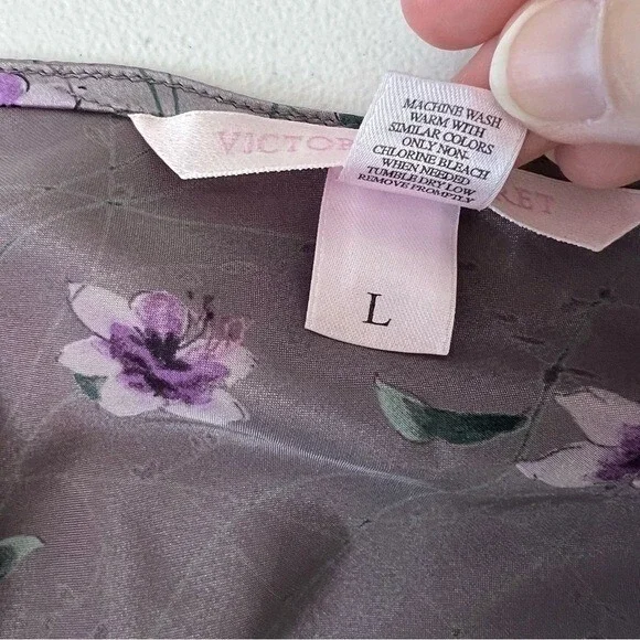 Victorias‎ Secret Purple floral Satin Top Womens Large Vintage Y2K Cottagecore - Picture 7 of 7